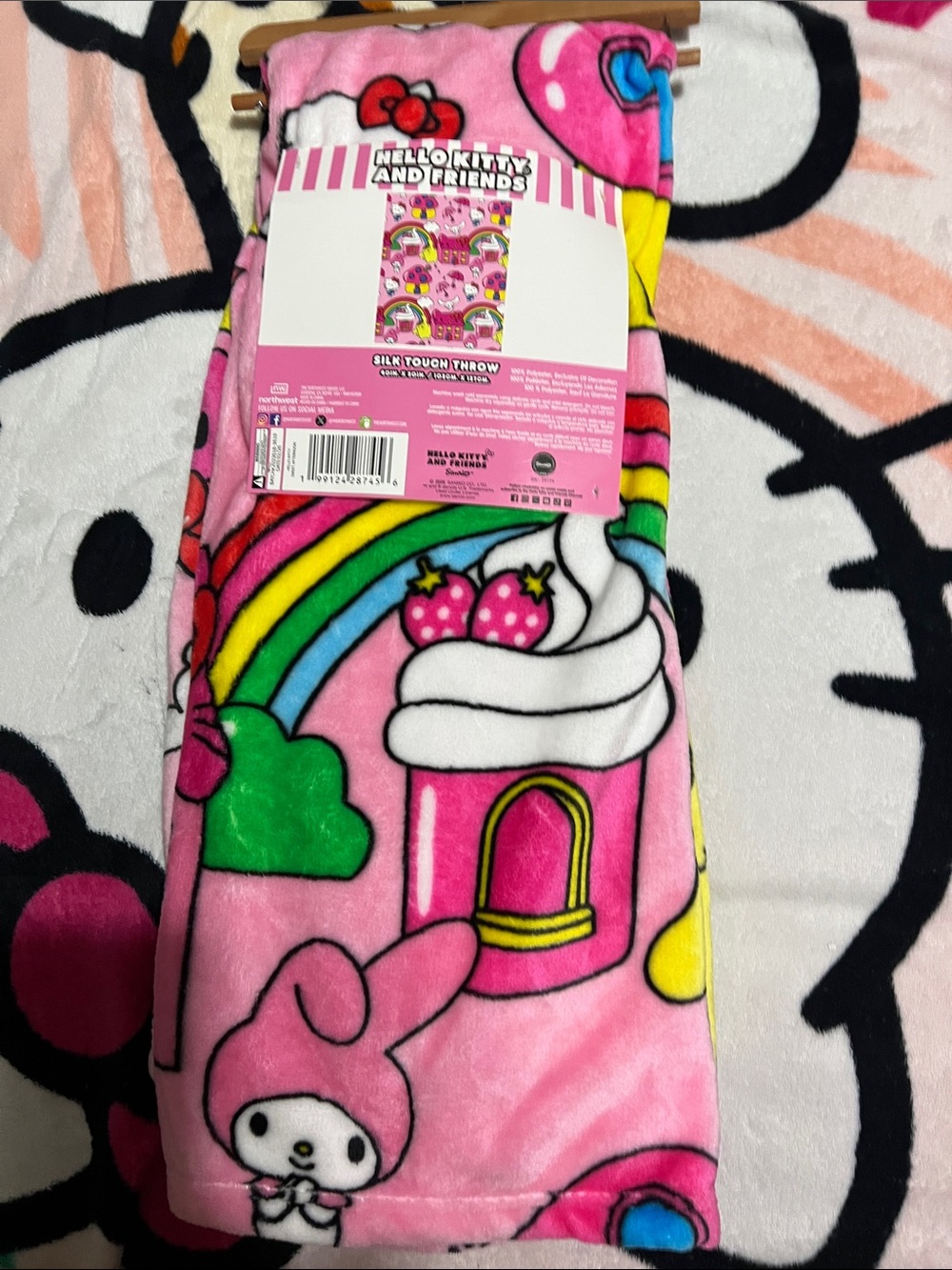 Hello Kitty & Friends Pink Plush Throw Blanket